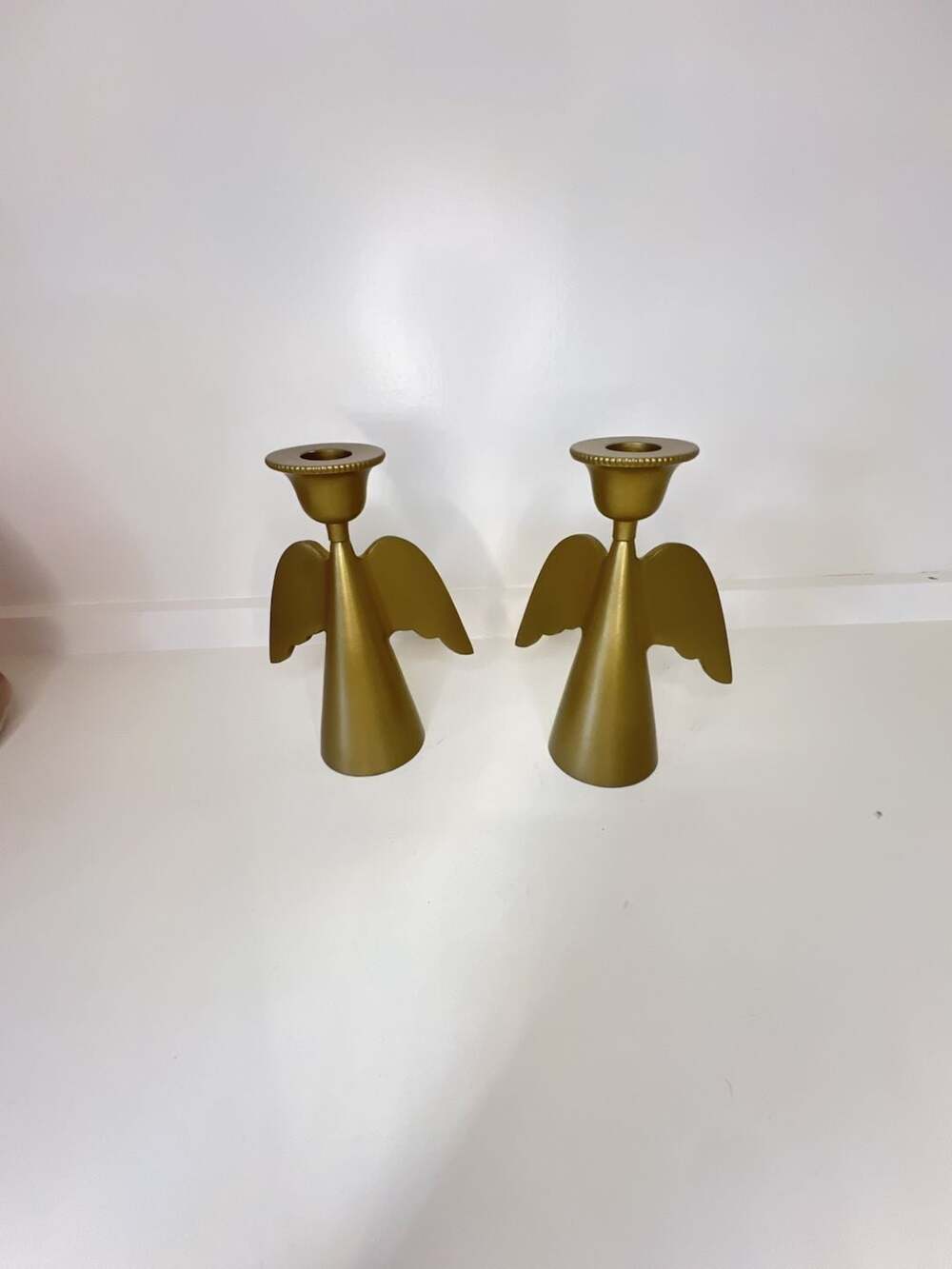 Creative Co-Op Gold Metal Angel Candle Holder Decorated